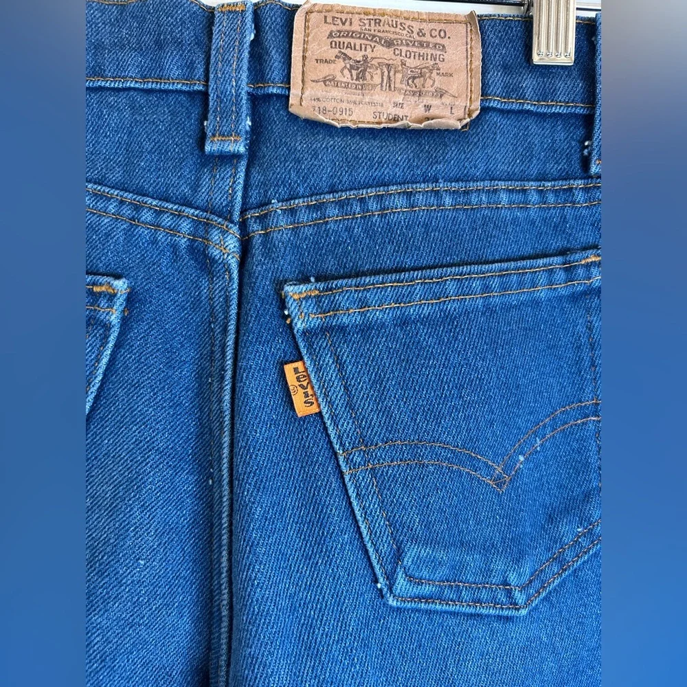 LEVI'S VINTAGE Student Fit Orange Tab 718-0914 denim jeans 26x30 (run small) - Picture 8 of 14